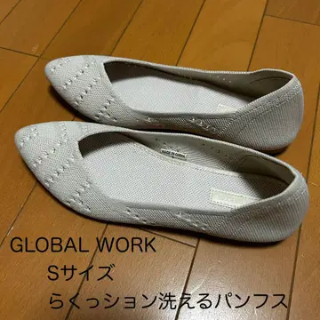GLOBAL WORK S 사이즈 니트 펌프스 화이트