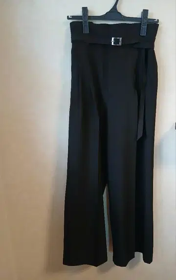 블랙 벨트 와이드 팬츠