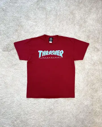 00s Thrasher 로고 T셔츠 L 보르도