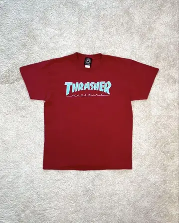 00s Thrasher 로고 T셔츠 L 보르도