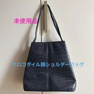 [미사용품] 크로커다일 무늬 숄더백 네이비 계열