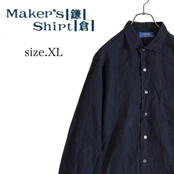 Maker's Shirt 가마쿠라 린넨 셔츠 네이비 XL
