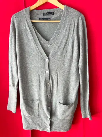 ZARA 자라 2세트 가디건 & 베스트 니트 라이트 그레이 L