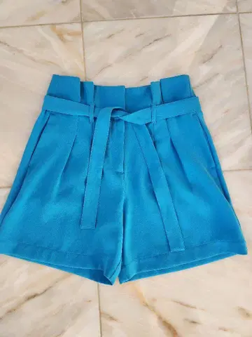 ARMANI 파랑 플리츠 큐롯 허리 리본 포함