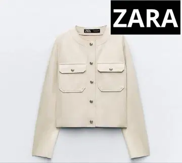 [ 새상품 ] ZARA 페이크 스웨이드 자켓 베이지 노카라