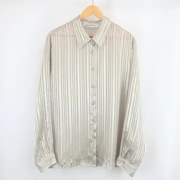 VINTAGE Yves St. Clair 라메 스트라이프 시어 셔츠