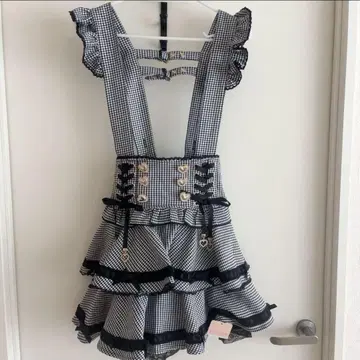 Liz Lisa 사다리 리본 체크 티어드 치마바지