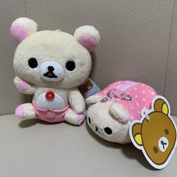 리락쿠마 볼체인 곰 무늬 의류 봉제 인형 롤 동전 지갑