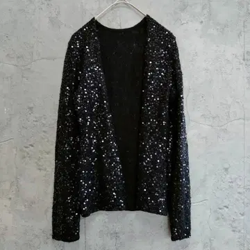 스팽글 비즈 올 패턴 모헤어 스페치오 가디건 울 볼레로