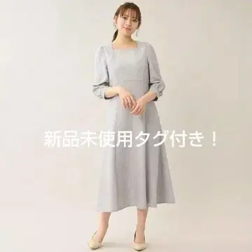 새상품 미사용 레스 빠세 스퀘어넥 미디 원피스 M