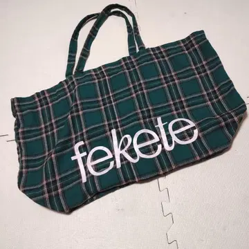 fekete 빅 체크 플란넬 토트백