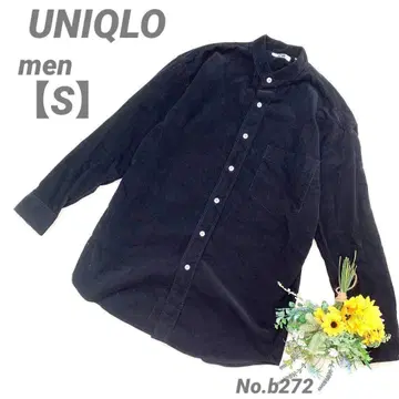 유니클로 UNIQLO 둥근 카라 긴팔 셔츠 상의 S 남성용 코듀로이 블랙