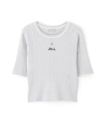 JILL by JILLSTUART 반팔 자카드 니트 블루