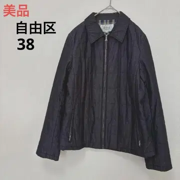 새상품급 자유구 퀼팅 자켓 그레이 38 안감 체크 카라 부착 지퍼
