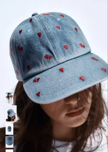 ZARA 자라 데님 하트 자수 캡