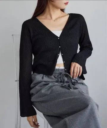 NICE CLAUP 비쥬 라메 시어 가디건