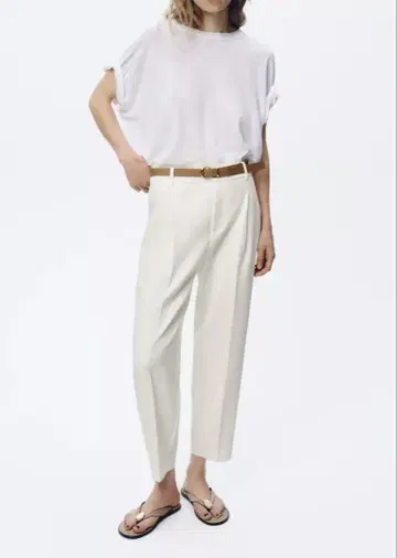 ZARA 벨트 다트 팬츠 베이지