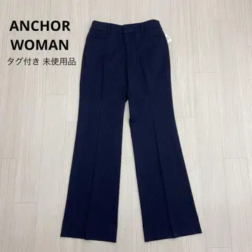 ANCHOR WOMAN 스트라이프 스트레치 플레어 팬츠 슬랙스