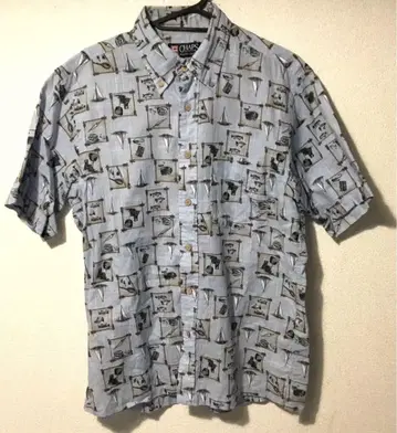 90s 랄프 로렌 챕스 올 패턴 린넨 반팔 버튼 셔츠