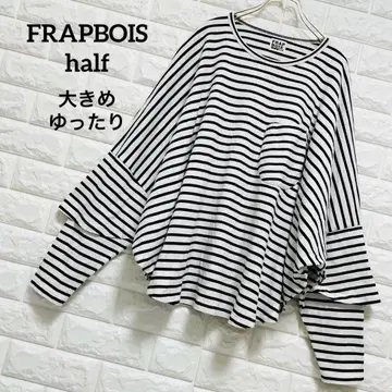 플라보아 하프 티셔츠 보더 긴팔 상의 변형 빅 루즈핏