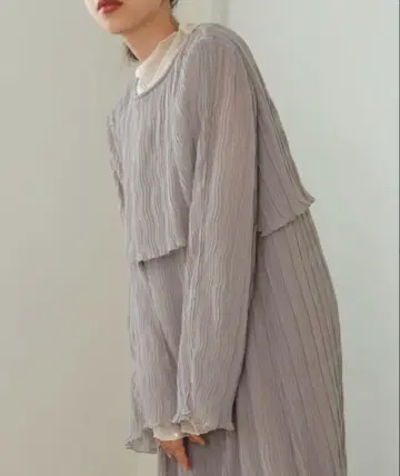 Bab 웨이브 플리츠 레이어드라이크 원피스 그레이