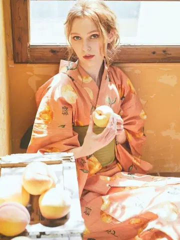 카노네 노랑 복숭아 유카타