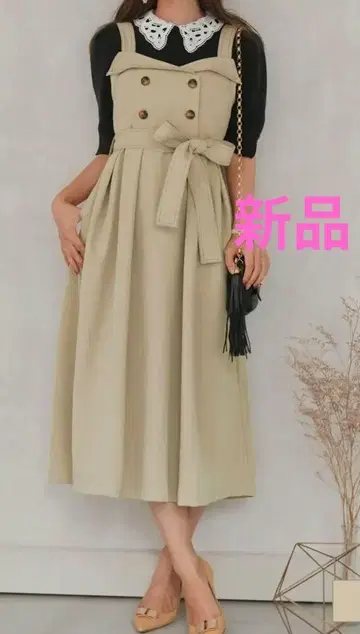 르 레브 바니르 나카타 에리나 원피스 트렌치 배색 스티치 베이지 M