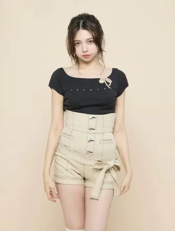 andmary Baby ribbon tops black