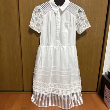 체스티 레이스 셔츠 원피스 화이트