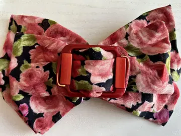 골동품 버클 빨간색 꽃 큰 레트로 리본 vintage 머리핀