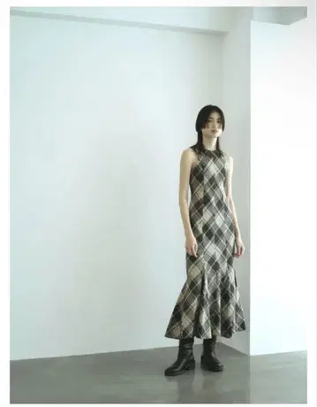 rosary moon Bias Check Panel Dress