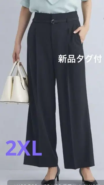 사라풀 벨트 와이드 팬츠 머신 워셔블 스트레치 2XL