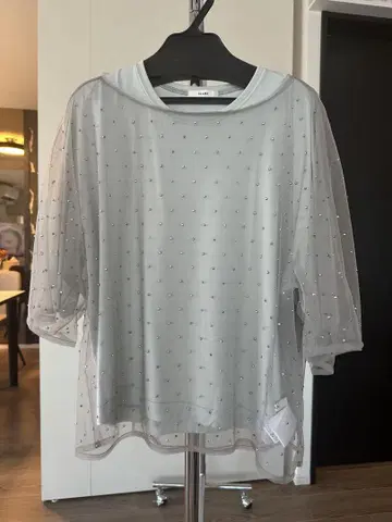 새상품급 CLANE RHINESTONE SHEER TOPS