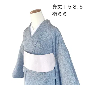 스카이블루 색상의 작은 당초 무늬 코몬 이중 기모노