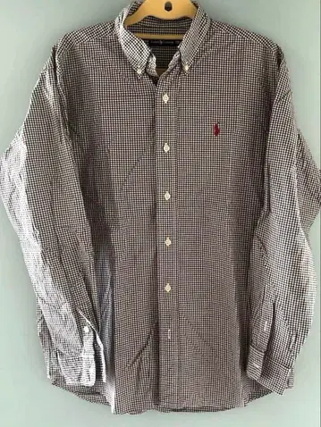 폴로 랄프 로렌 여성용 170 버튼 다운 깅엄 체크 셔츠