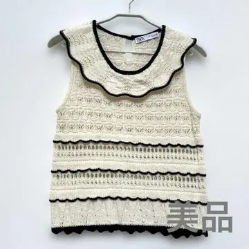 새상품급 ZARA 아이보리 레이스 슬리브리스 니트 L 사이즈