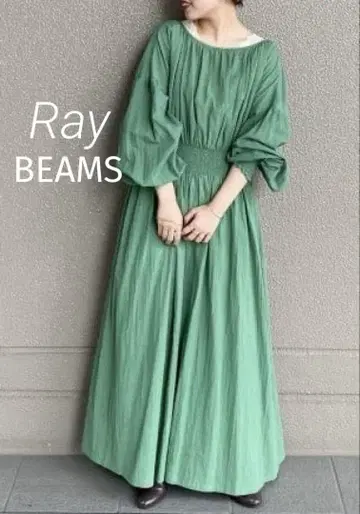 Ray BEAMS / 백 리본 개더 원피스