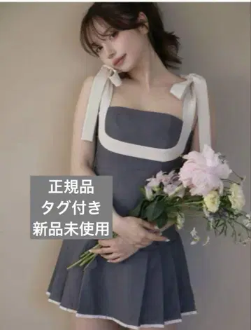 Andmary Chuchu pleats ribbon dress 그레이