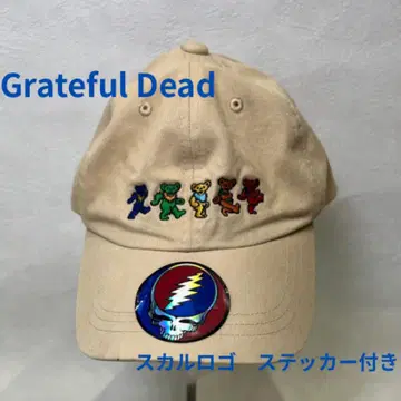 Grateful Dead 댄싱 베어 캡 베이지 스컬 로고