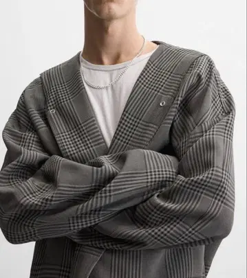 ZARA 후드 부착 체크 셔츠 자켓