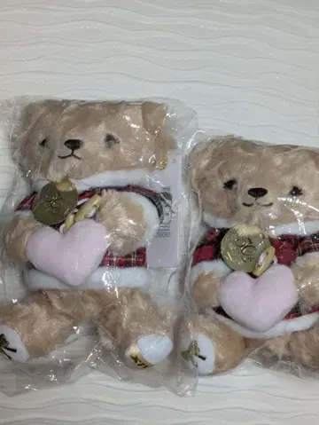 테디베어 봉제 인형 빨간색 체크