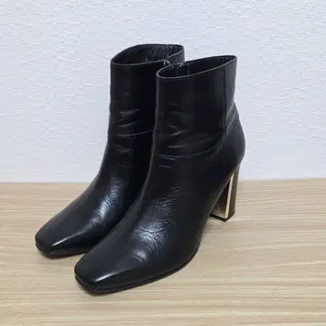 긴자 카네마츠 사이드 지퍼 숏부츠 블랙 가죽 24cm