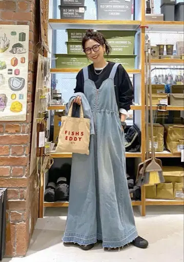 니코앤드 nikoandmisayo 데님 점프스커트 원피스 스모키 블루