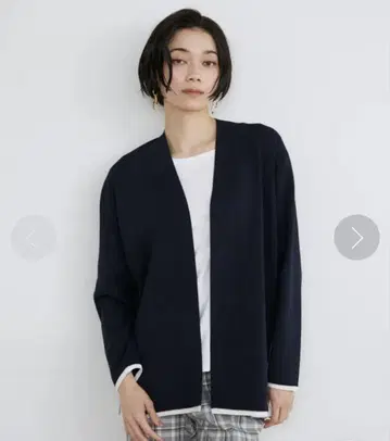 INED 이네드 기모노 스타일 니트 가디건 네이비 색