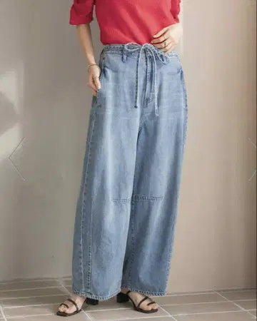 이지 배럴 데님 팬츠 L 블루