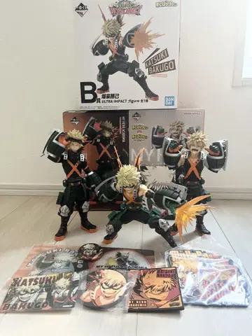 히로아카 바쿠고 카츠키 피규어 3체와 굿즈 세트