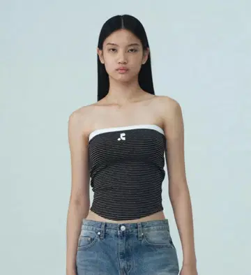 REST&RECREATION STRIPE TUBE TOP - BLACK