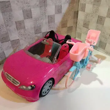 바비 리카짱 탑승 핑크 오픈카 2인승 자전거