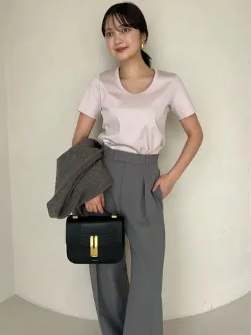 실크 터치 코튼 U넥 T