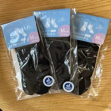 3족 세트 플렉서 삭스 앵클 M 블랙 타비 모양 사토식 림프 케어